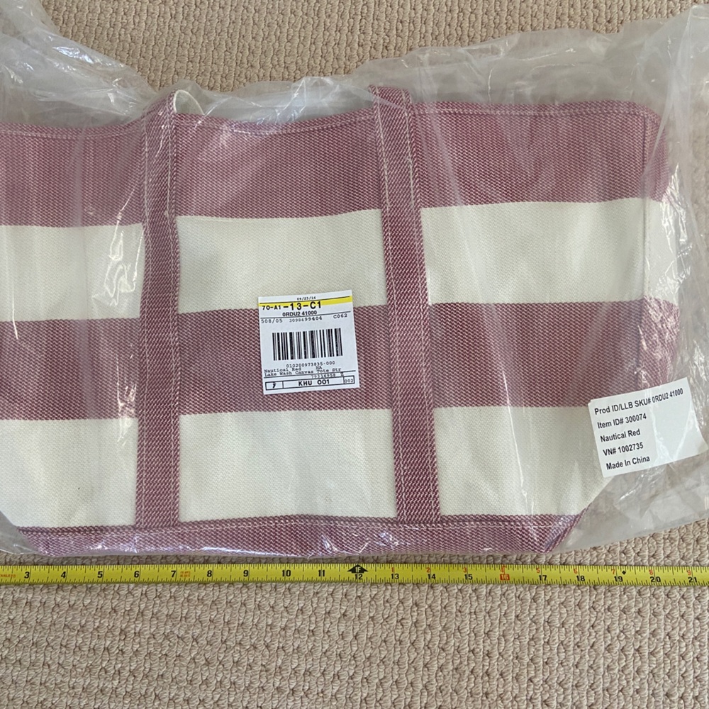 L.L. Bean Nantucket Red and White Tote Bag